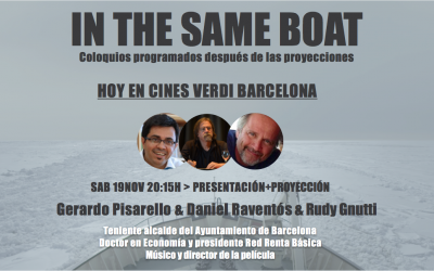 Rudy Gnutti, Gerardo Pisarello y Daniel Raventós hoy en la presentación de In The Same Boat