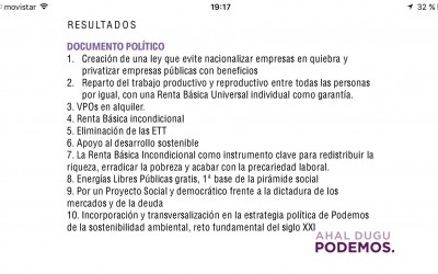 Espectacular apoyo a la Renta Básica incondicional entre la militancia de Podemos Euskadi