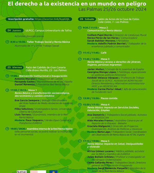 Programa definitivo del XXIII simposio de la Renta Básica. Las Palmas, 25-26 de octubre de 2024